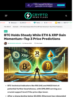 BTC Holds Steady While ETH & XRP Gain Momentum—Top 3 Price Predictions - Crypto News Flash