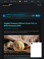 Crypto Treasury Inflows Crash 95% as ETFs Pressure DATs - Blockchain.News