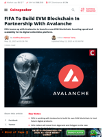 FIFA To Build EVM Blockchain In Partnership With Avalanche - Coinspeaker