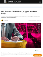 U.S. Passes GENIUS Act, Crypto Markets Rally - DailyCoin