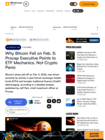 Why Bitcoin Fell on Feb. 5: Procap Executive Points to ETF Mechanics, Not Crypto Panic – Featured Bitcoin News