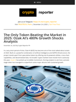 The Only Token Beating the Market in 2025: Ozak AI’s 480% Growth Shocks Analysts