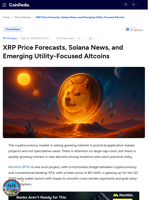 XRP Price Forecasts, Solana News, and Emerging Utility-Focused Altcoins