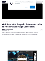 XRP Prints 8% Surge in Futures Activity as Price Makes Huge Comeback - U.Today