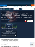 Trump Says US Could 'Completely' Or 'Substantially' Cut Income Tax Over Couple Of Years Thanks To 'Large' Tariff Revenues  - Benzinga