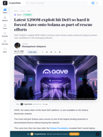 Latest $290M exploit hit DeFi so hard it forced Aave onto Solana as part of rescue efforts