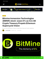 Bitmine Immersion Technologies (BMNR) stock :soars 5% as $13.4B Crypto Treasury Propels Ethereum Supercycle Vision