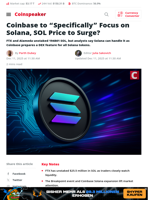 Coinbase to “Specifically” Focus on Solana, SOL Price to Surge?