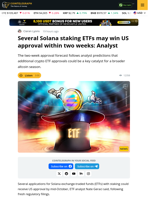 Several SOL Staking ETFs May Be Approved Within 2 Weeks