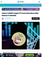 Solana’s BONK Targets 77% Corrective Move After Retrace To 200 EMA