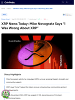 XRP News Today: Mike Novogratz Says “I Was Wrong About XRP”