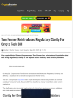 Tom Emmer Reintroduces Regulatory Clarity For Crypto Tech Bill