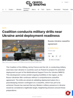 Coalition conducts military drills near Ukraine amid deployment readiness