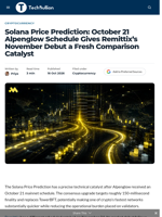 Solana Price Prediction: October 21 Alpenglow Schedule Gives Remittix's November Debut a Fresh Comparison Catalyst - TechBullion