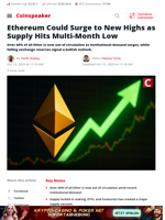 Ethereum Could Soar as Supply Hits Multi‑Month Low