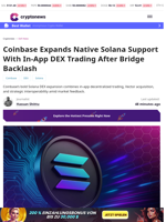 Coinbase Boosts Solana with In-App DEX Trading