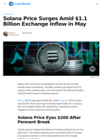 Solana Price Surges Amid $1.1 Billion Exchange Inflow in May