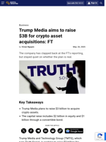 Trump Media aims to raise $3B for crypto asset acquisitions: FT