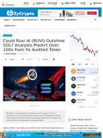 Could Ruvi AI (RUVI) Outshine SOL? Analysts Predict Over 100x from Its Audited Token
