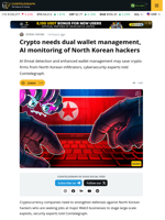 Dual Wallets, AI Monitoring Can Save Crypto From North Korean Hackers