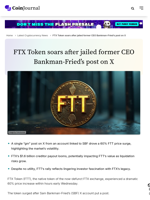 FTX Token soars after jailed former CEO Bankman-Fried's post on X - CoinJournal