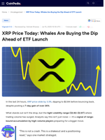 XRP Price Today: Whales Are Buying the Dip Ahead of ETF Launch