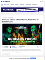 Undeads Games Official Forum, Adds Post-to-Earn Rewards
