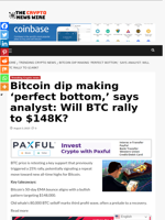 Bitcoin dip making ‘perfect bottom,’ says analyst: Will BTC rally to $148K? - The Crypto News Wire