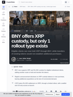 BNY offers XRP custody, but only 1 rollout type exists