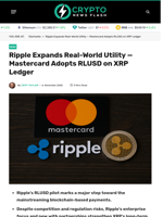 Ripple Expands Real-World Utility — Mastercard Adopts RLUSD on XRP Ledger