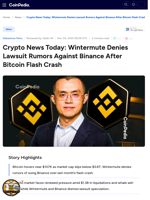 Crypto News Today: Wintermute Denies Lawsuit Rumors Against Binance After Bitcoin Flash Crash