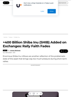 +400 Billion Shiba Inu (SHIB) Added on Exchanges: Rally Faith Fades - U.Today