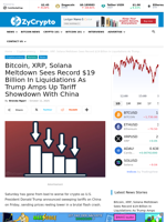 Bitcoin, XRP, Solana Meltdown Sees Record $19 Billion In Liquidations As Trump Amps Up Tariff Showdown With China ⋆ ZyCrypto