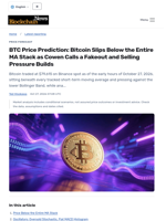 BTC Price Prediction: Bitcoin Slips Below the Entire MA Stack as Cowen Calls a Fakeout and Selling Pressure Builds - Blockchain.News
