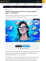 Crypto ETFs won’t lose ‘their luster’ as wallet adoption grows — Cathie Wood