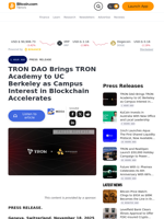 TRON DAO Brings TRON Academy to UC Berkeley as Campus Interest in Blockchain Accelerates – Press release Bitcoin News
