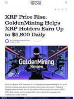XRP Price Rise, GoldenMining Helps XRP Holders Earn Up to $5,800 Daily