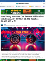 How Young Investors Can Become Millionaires with Ozak AI: $12,000 at $0.012 Reaches $1,000,000 at $1