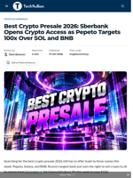 Best Crypto Presale 2026: Sberbank Opens Crypto Access as Pepeto Targets 100x Over SOL and BNB - TechBullion