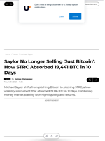 Saylor No Longer Selling 'Just Bitcoin': How STRC Absorbed 19,441 BTC in 10 Days - U.Today
