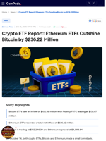 Crypto ETF Report: Ethereum ETFs Outshine Bitcoin by $236.22 Million 