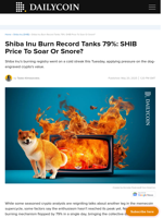 Shiba Inu Burn Record Tanks 79%: SHIB Price To Soar Or Snore? - DailyCoin