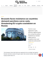 Brussels faces resistance as countries demand sanctions carve-outs, threatening EU crypto crackdown on Russia