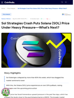 Sol Strategies Crash Puts Solana (SOL) Price Under Heavy Pressure—What’s Next?
