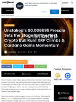 Unstaked’s $0.006695 Presale Sets the Stage for the Next Crypto Bull Run! XRP Climbs & Cardano Gains Momentum  | Live Bitcoin News