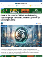 Ozak AI Secures $6.5M in Presale Funding, Signaling High Demand Ahead of Expected $1 Exchange Listing