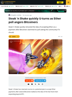 Steak ‘N Shake U-Turns on ETH Payment Idea