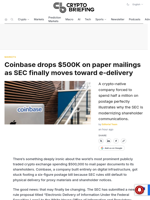 Coinbase drops $500K on paper mailings as SEC finally moves toward e-delivery