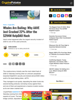 Whales Are Bailing: Why AAVE Just Crashed 22% After the $294M KelpDAO Hack