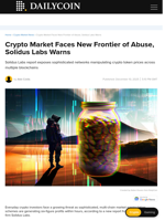 Crypto Market Faces New Frontier of Abuse, Solidus Labs Warns - DailyCoin